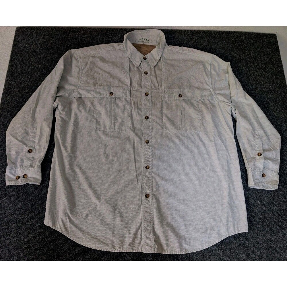 Orvis Shirt Men's 2XL Fishing Performce Button Up Workwear Hike River Light Blue